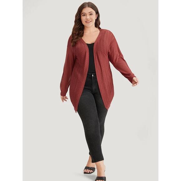 Plus Size 3X 22 24 Russet Rare BloomChic Loose Open Front Cardigan • - Picture 6 of 10